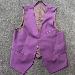 Blitz Moda Suit Vest Mens 3XL Purple Solid Belted Formal Waistcoat Wedding